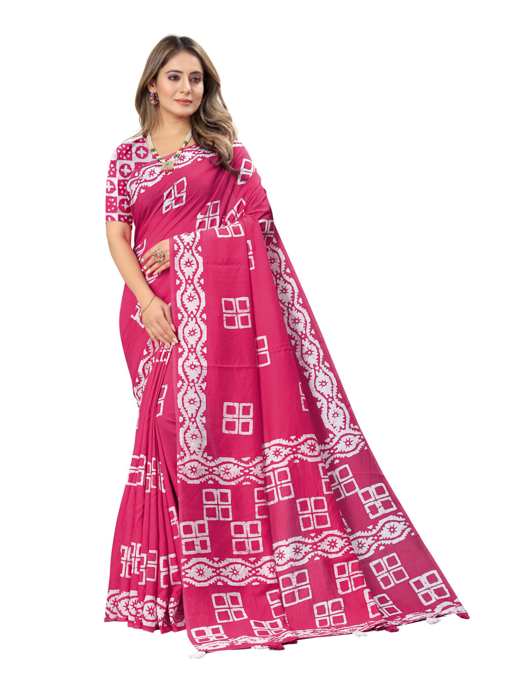ABSTRACT TILE HAND WAX BATIK SAREE