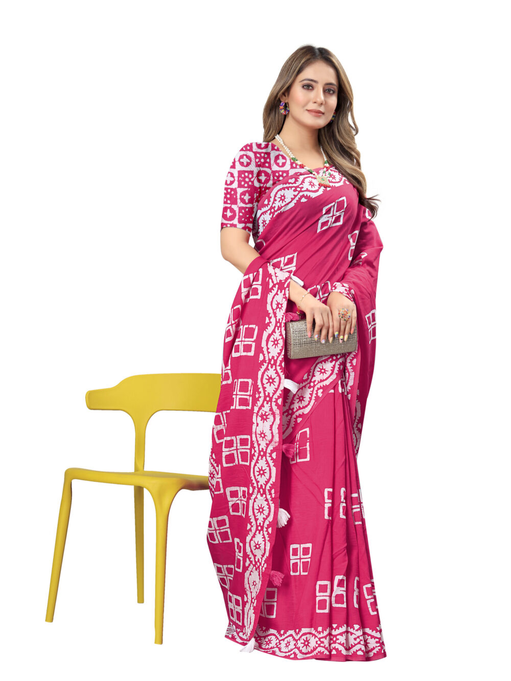 ABSTRACT TILE HAND WAX BATIK SAREE - Image 3