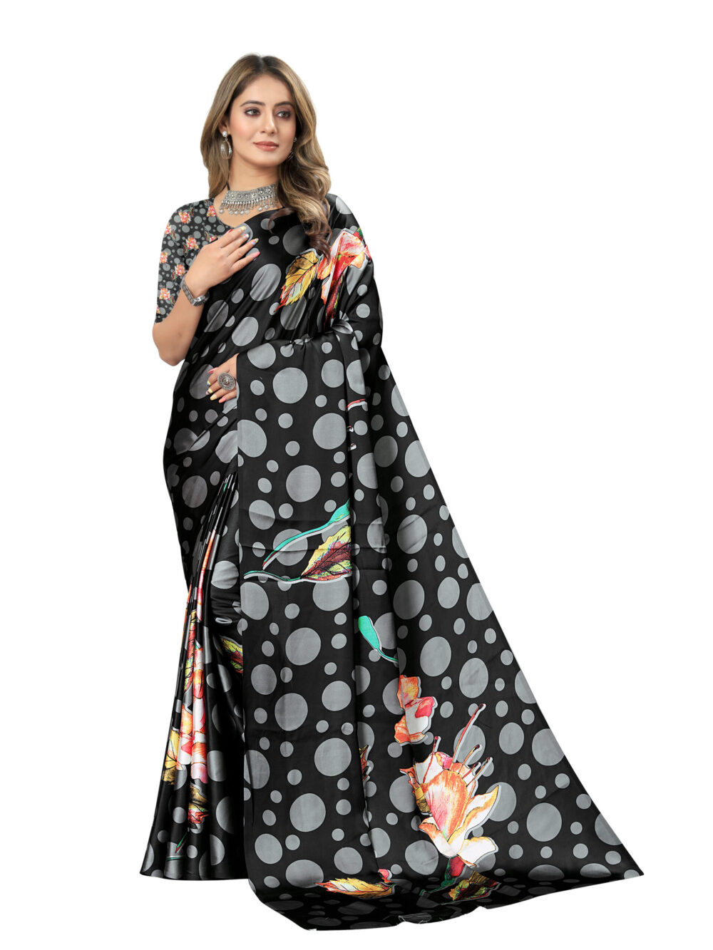 MIDNIGHT BLOOM CRAPE SAREE