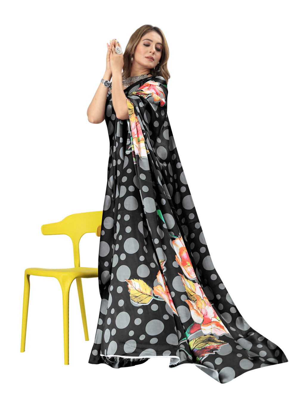 MIDNIGHT BLOOM CRAPE SAREE - Image 3