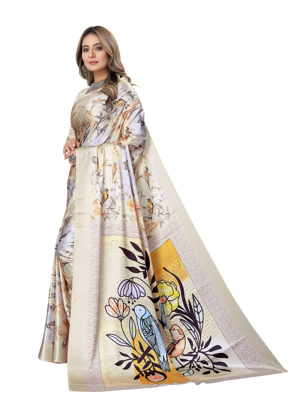TROPICAL BIRDS PRINT SAREE - Image 2