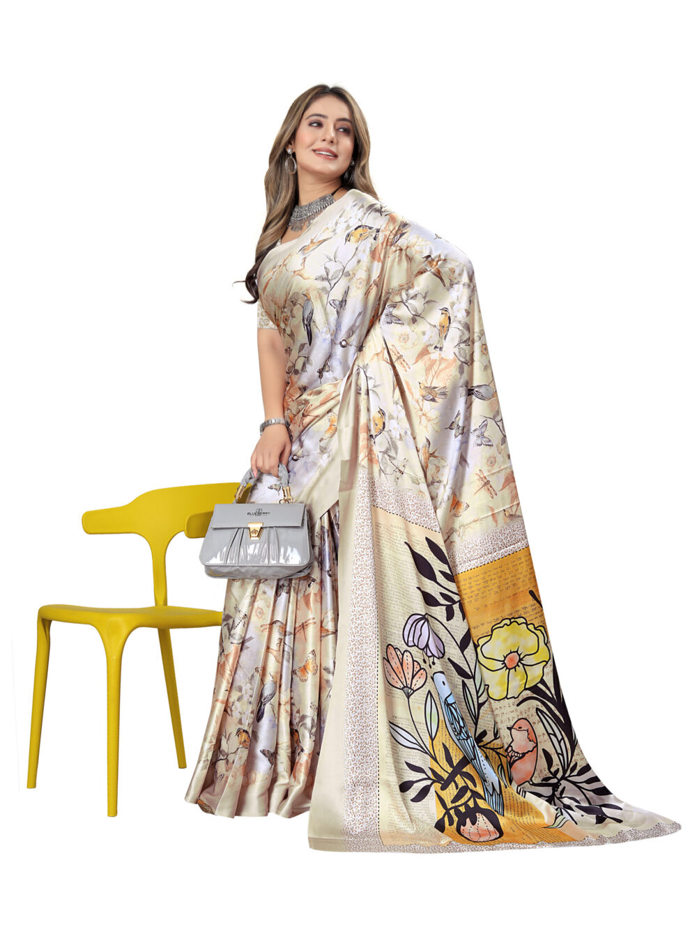 TROPICAL BIRDS PRINT SAREE - Image 3
