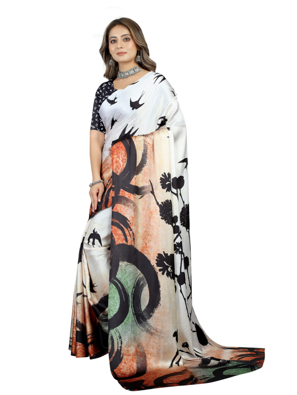 WHISPERING WINDS JAPANESE CRAPE SAREE - Image 2