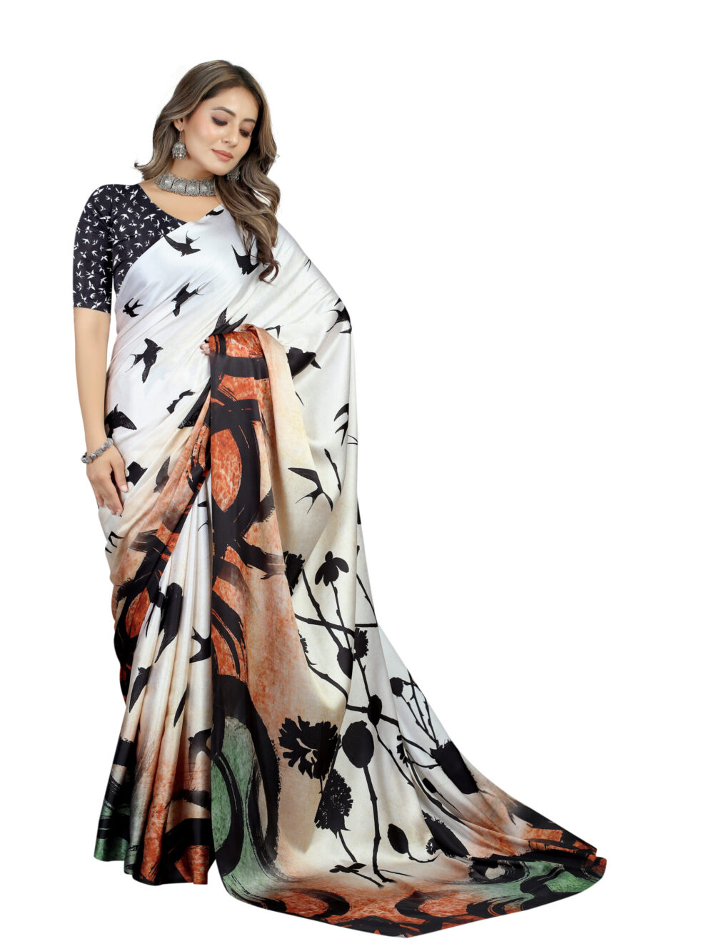 WHISPERING WINDS JAPANESE CRAPE SAREE - Image 3