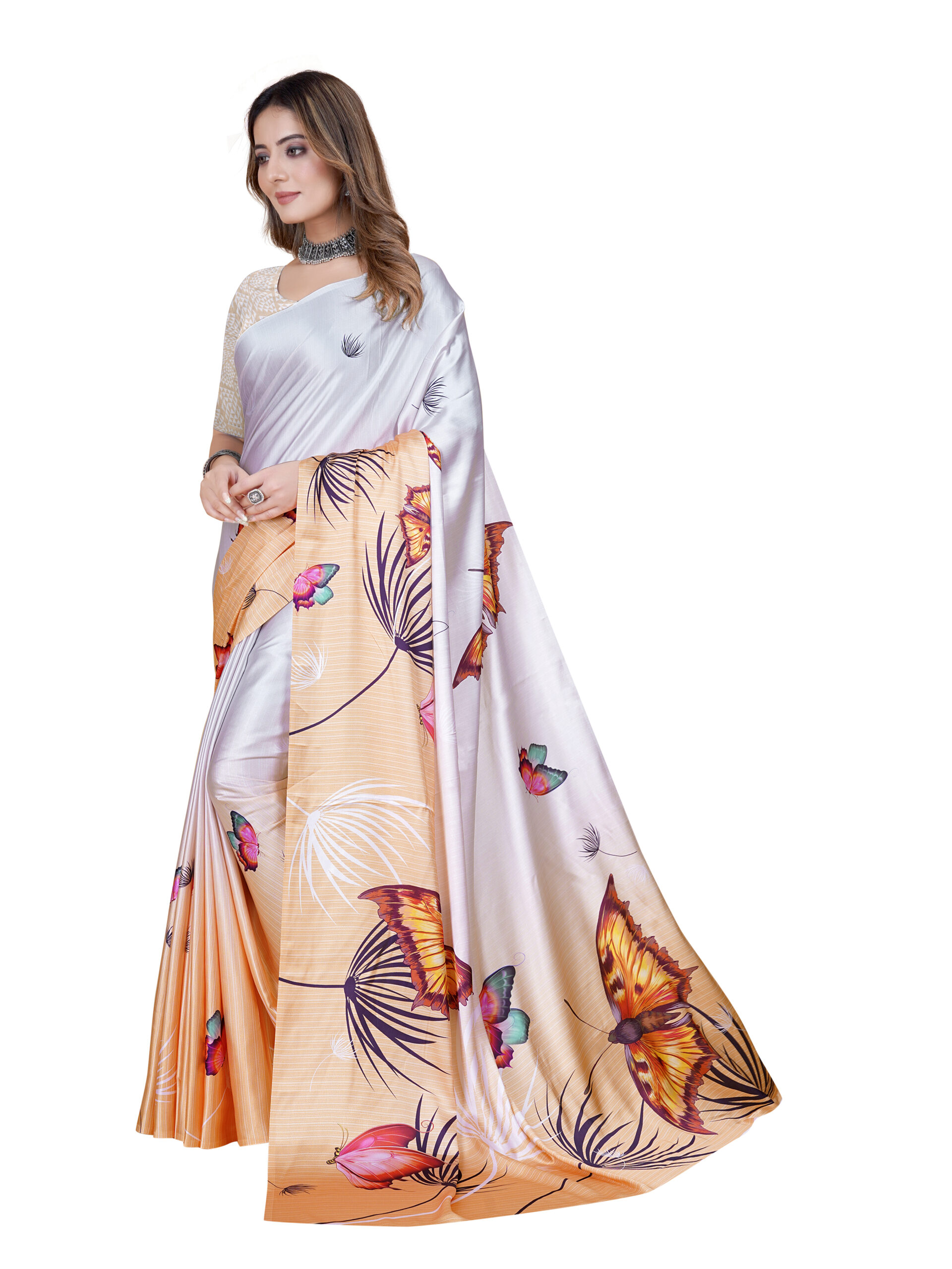 PRINTED WINGS JAPANESE CRAPE SAREE - Image 2