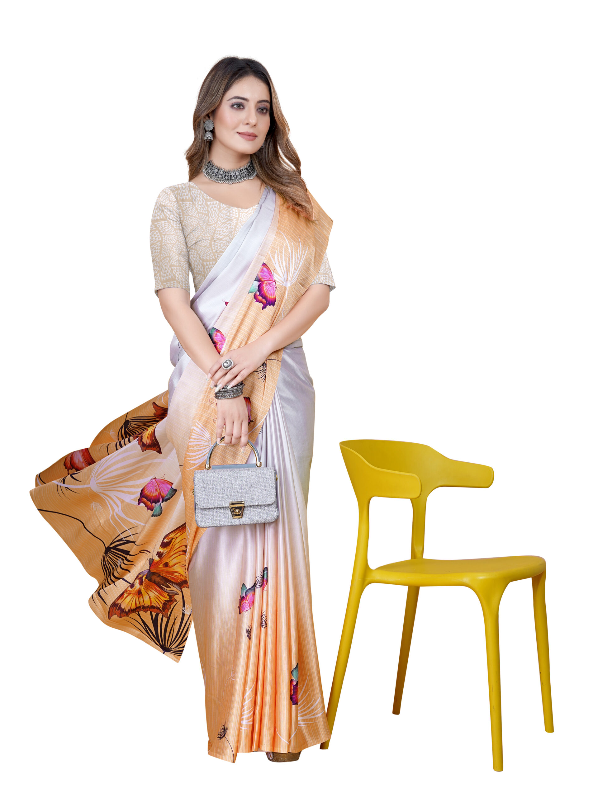 PRINTED WINGS JAPANESE CRAPE SAREE - Image 3