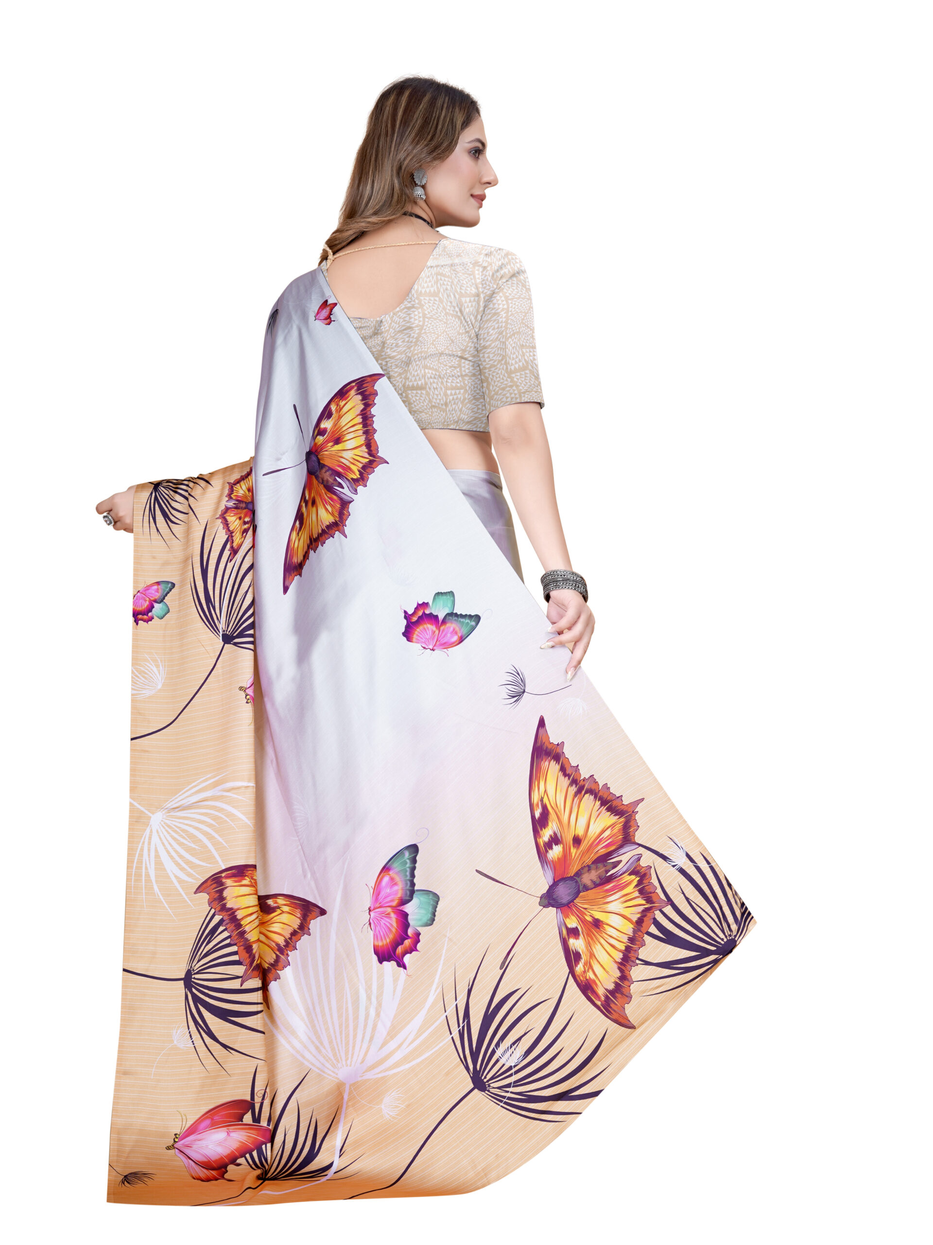 PRINTED WINGS JAPANESE CRAPE SAREE - Image 4