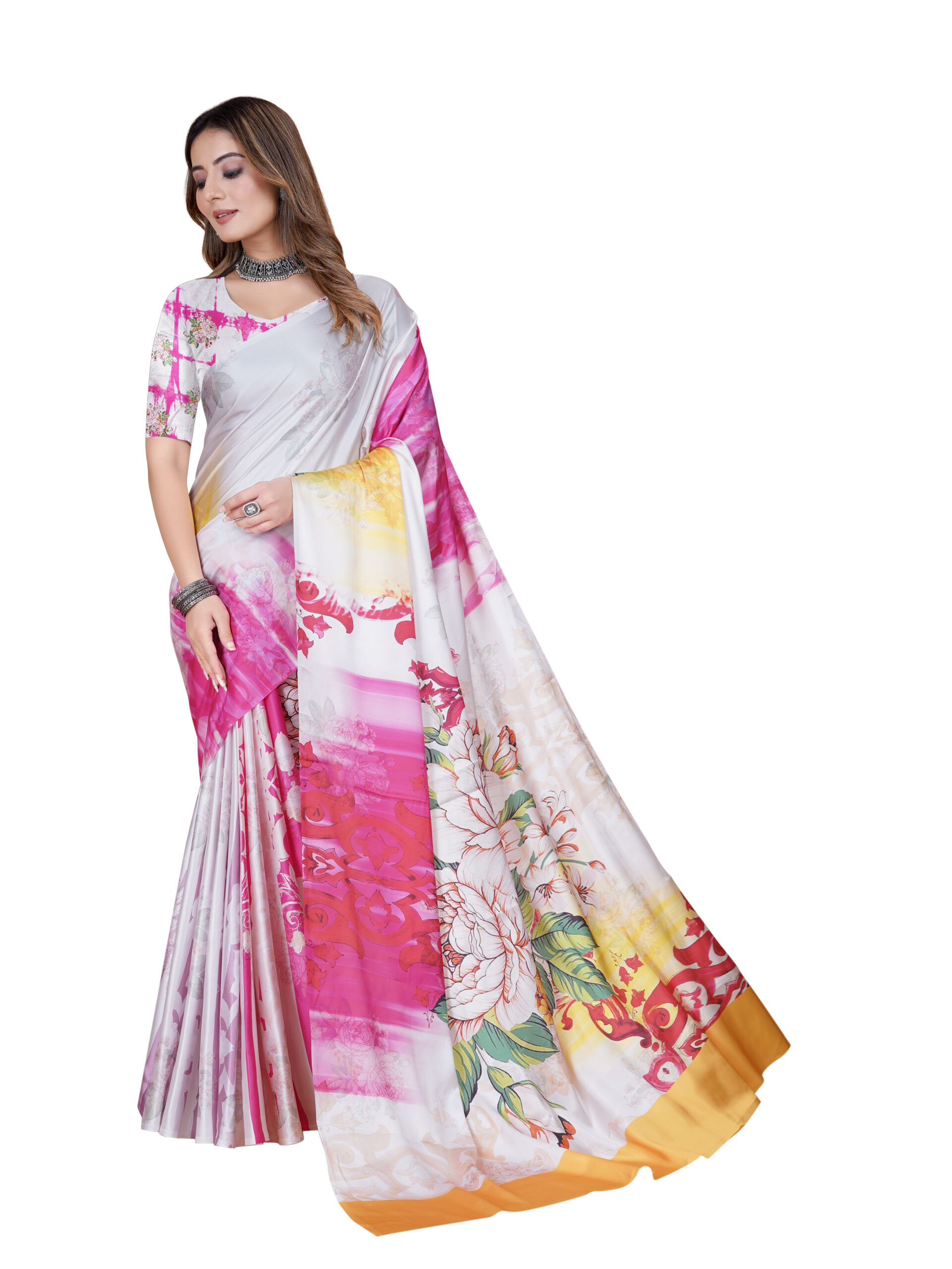 RADIANT BLOOM JAPANESE CRAPE SAREE - Image 2
