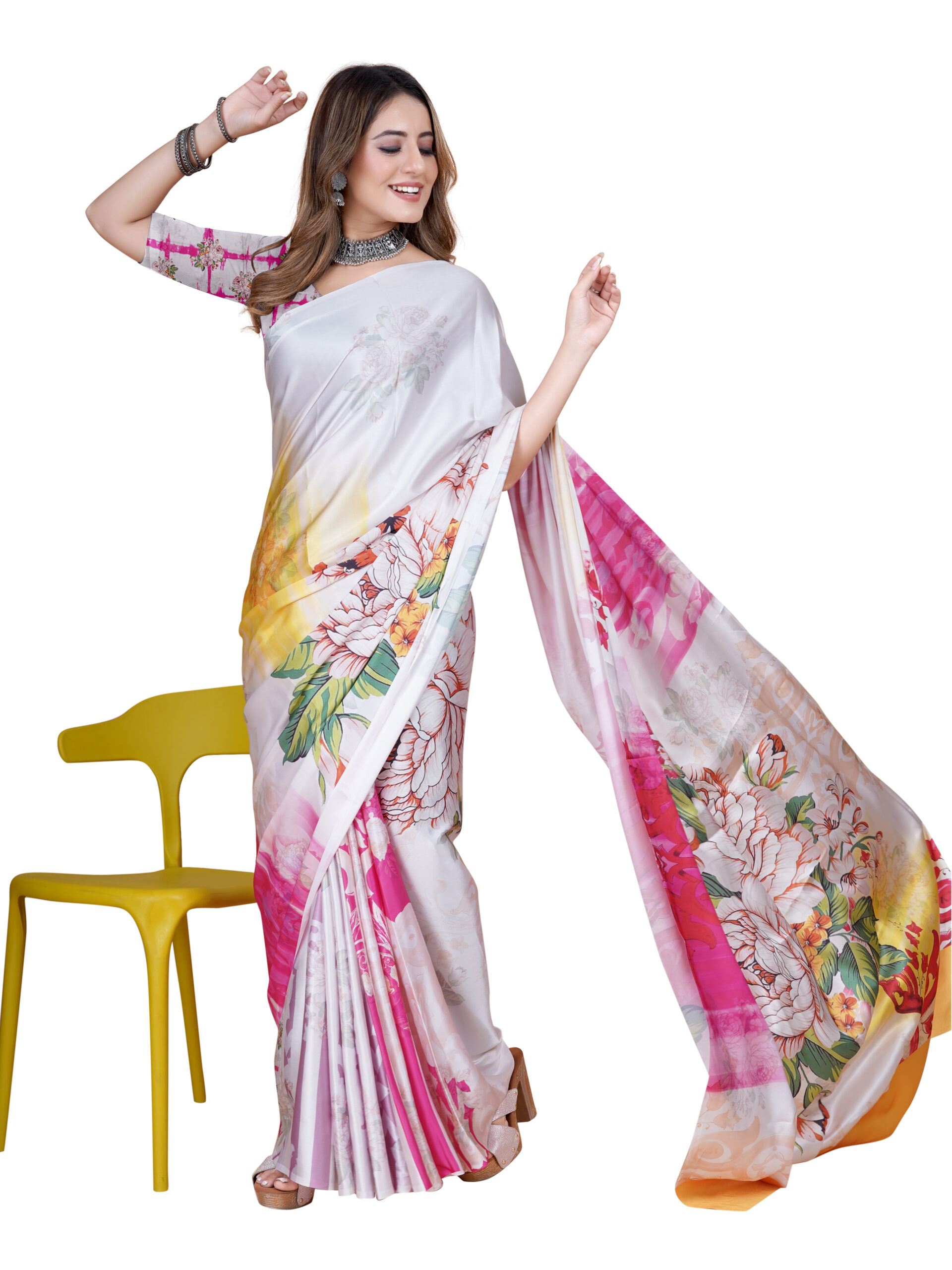 RADIANT BLOOM JAPANESE CRAPE SAREE - Image 3