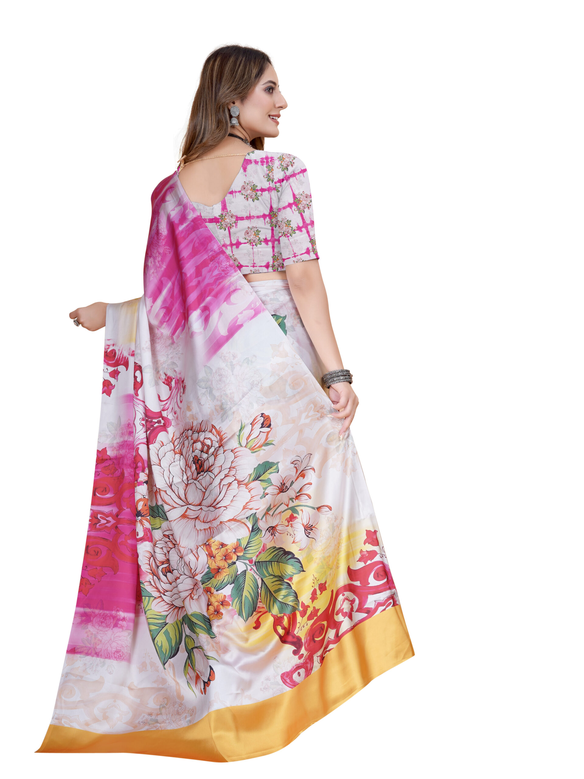 RADIANT BLOOM JAPANESE CRAPE SAREE - Image 4
