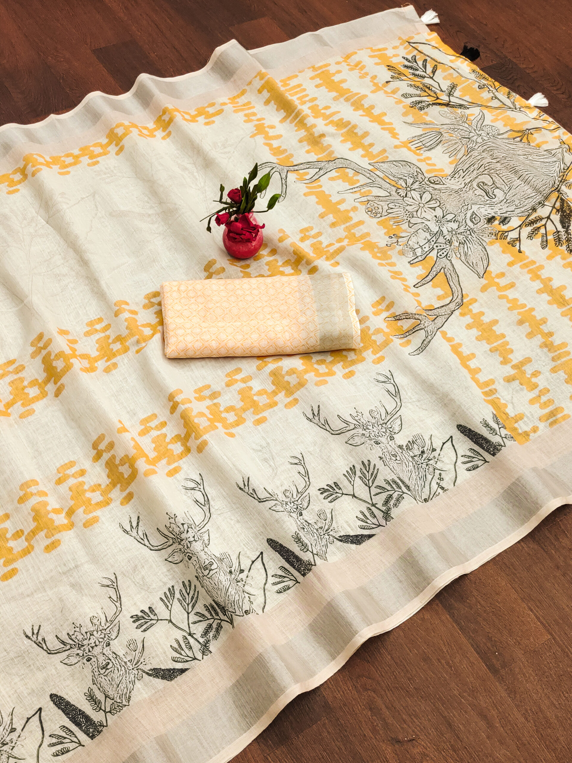 MAJESTIC LINEN COTTON SAREE - Image 6