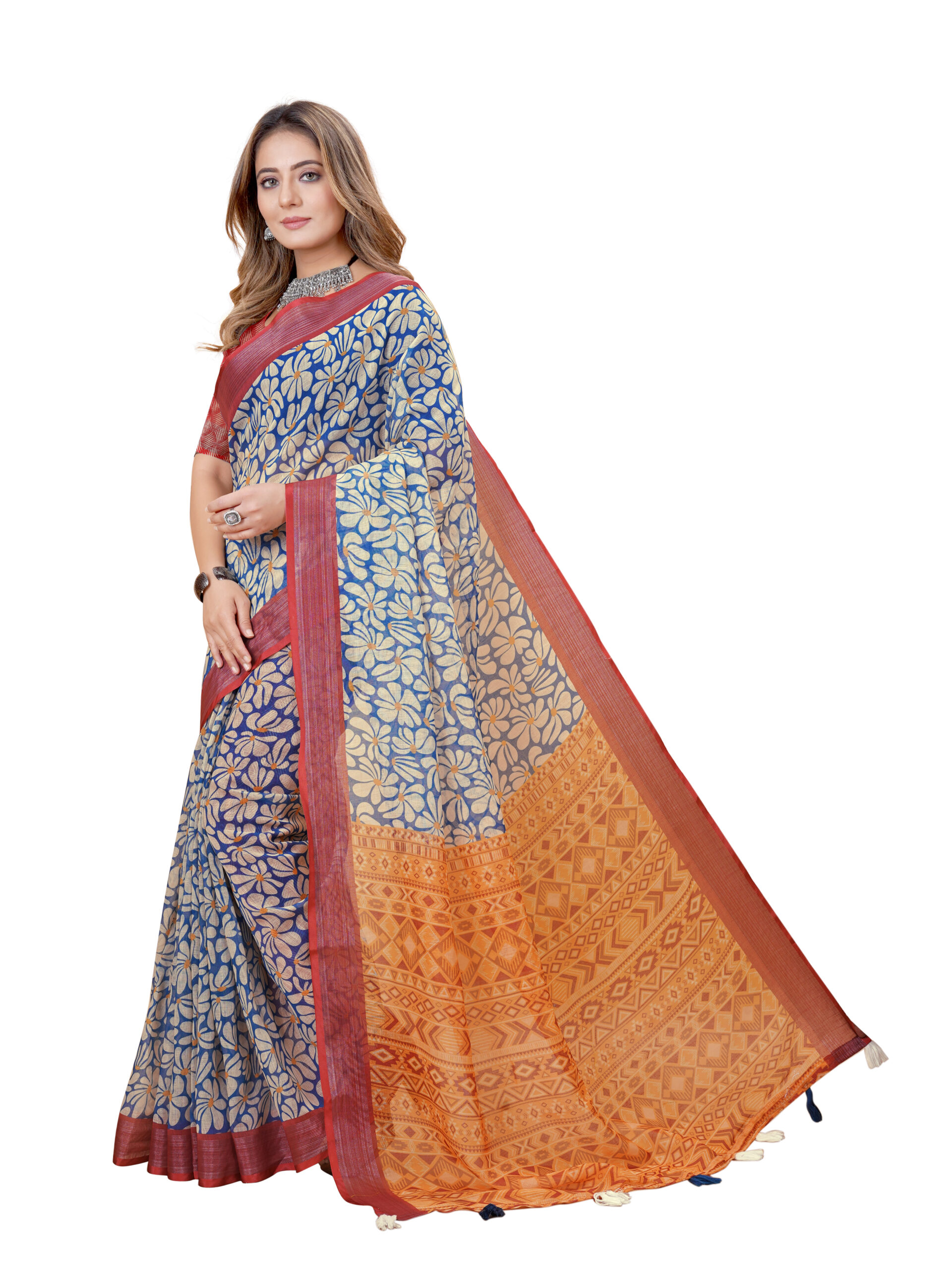 DAISY ELEGANCE LINEN COTTON SAREE - Image 2