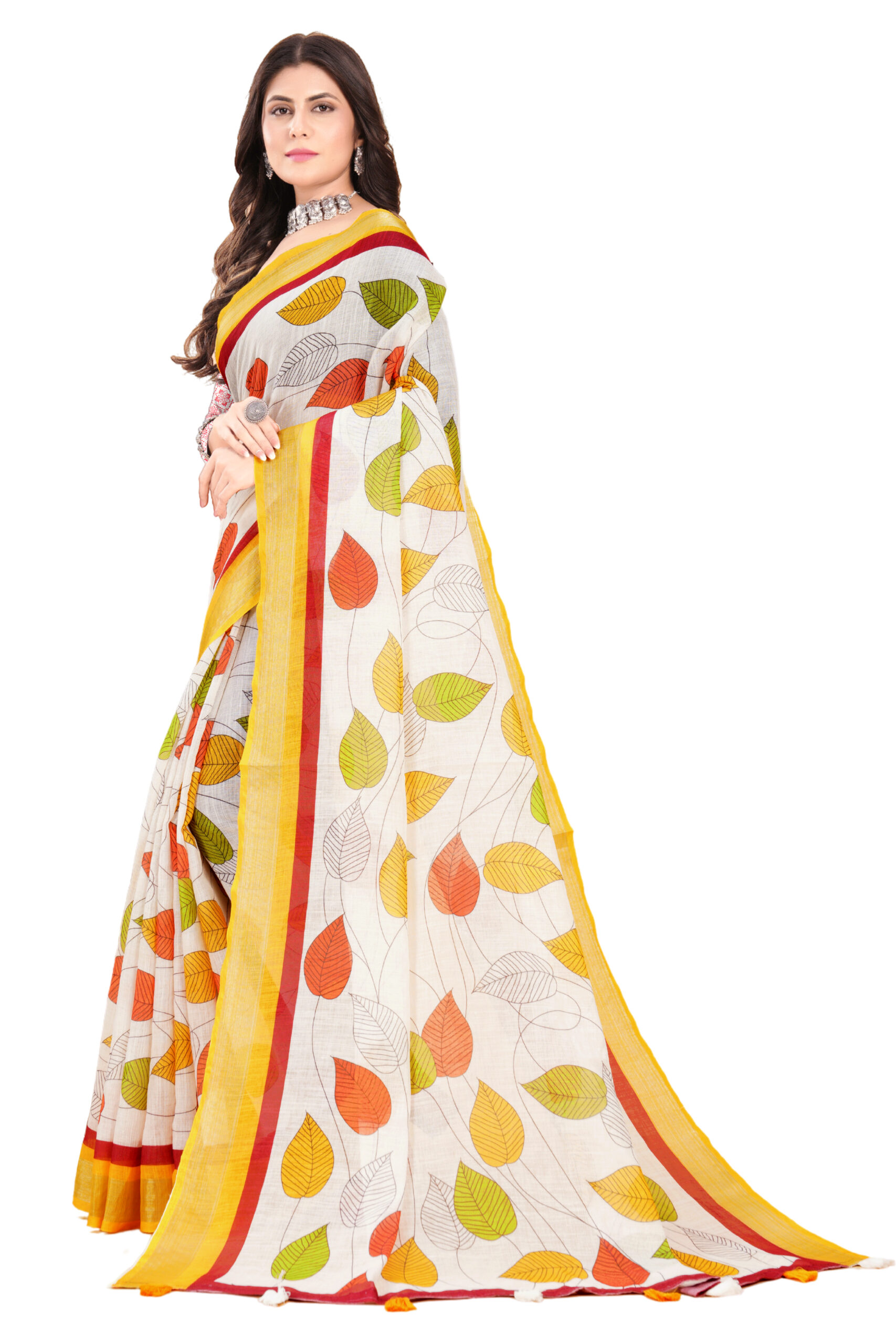 AUTUMN BLISS LINEN COTTON SAREE - Image 2