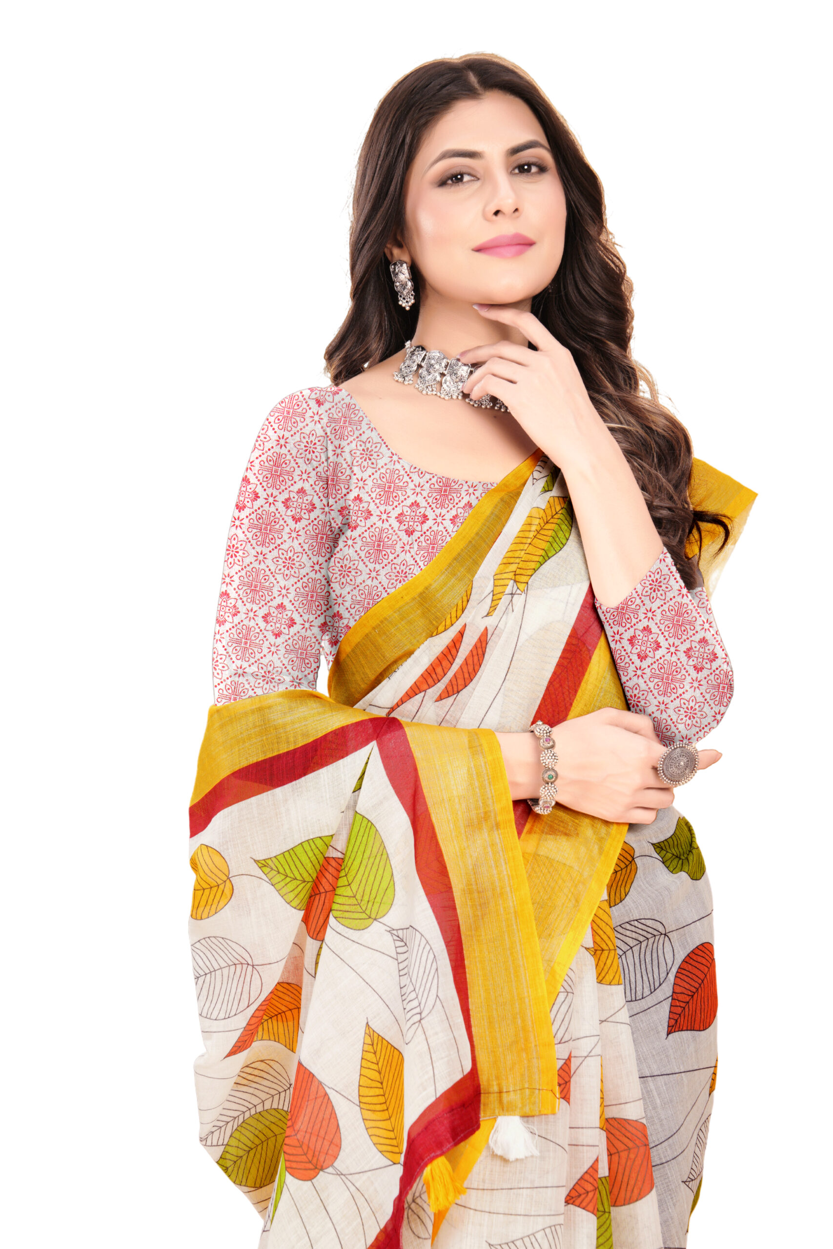 AUTUMN BLISS LINEN COTTON SAREE - Image 4