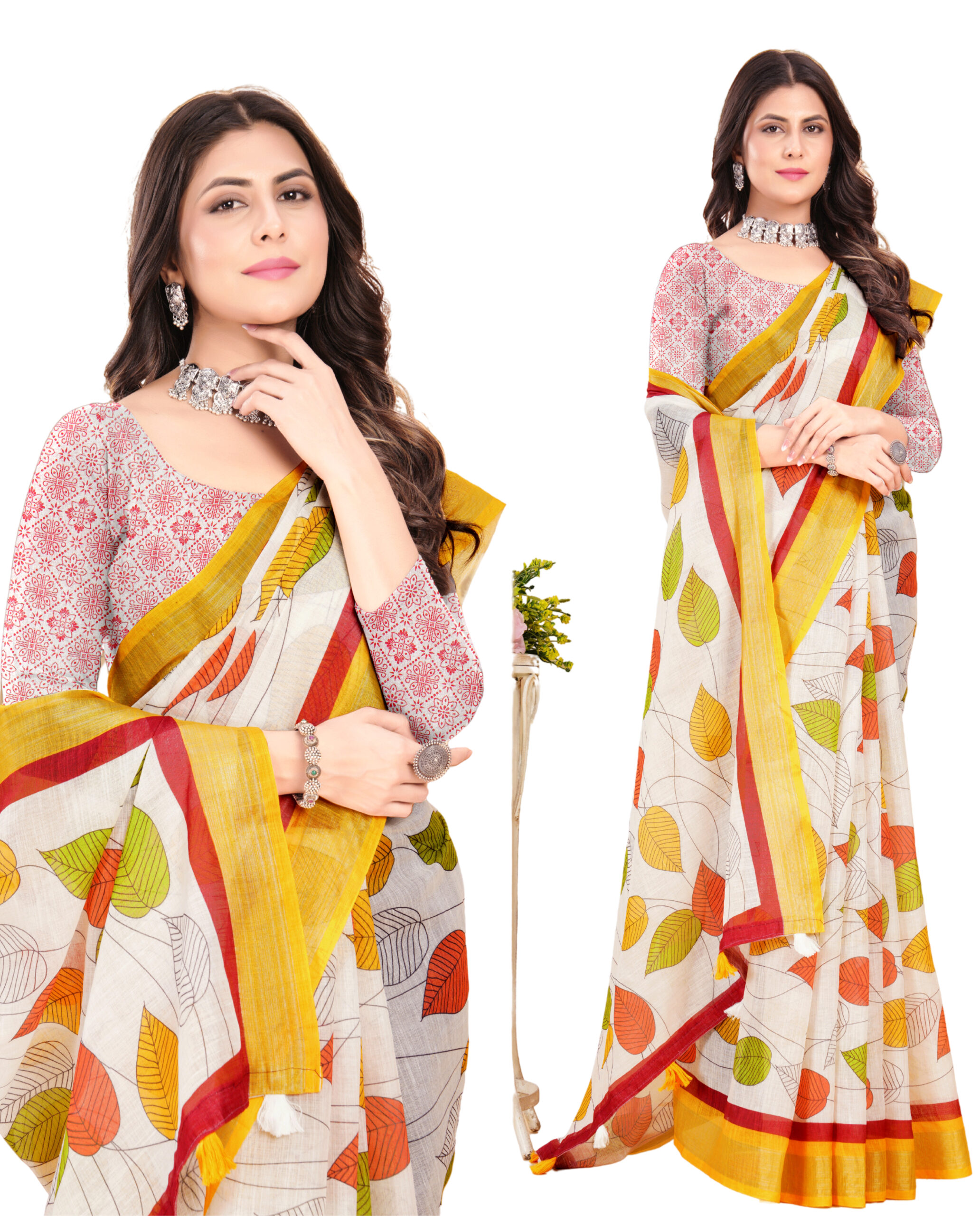 AUTUMN BLISS LINEN COTTON SAREE - Image 5