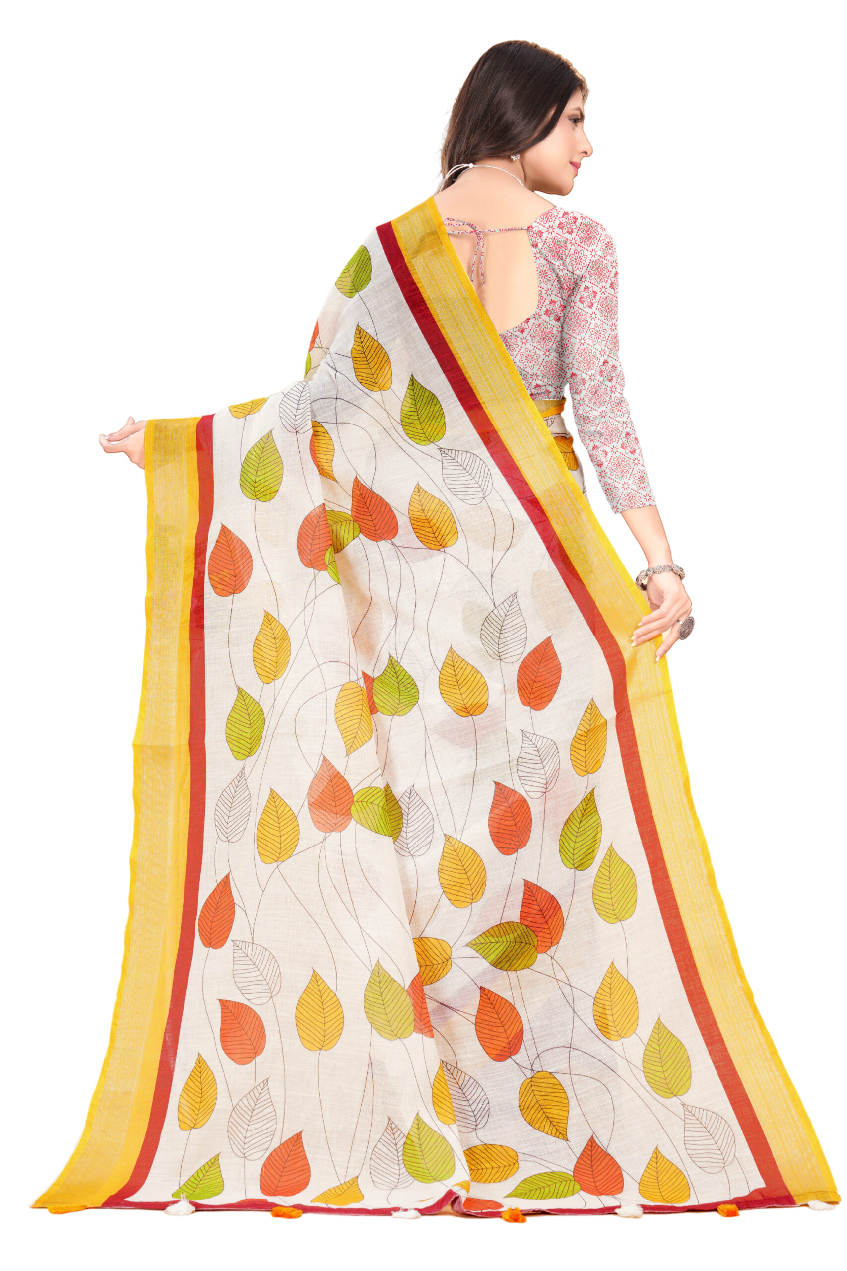 AUTUMN BLISS LINEN COTTON SAREE - Image 6