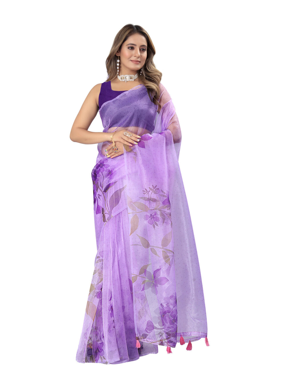 LAVENDER MIST BLOOM ORGANZA SAREE