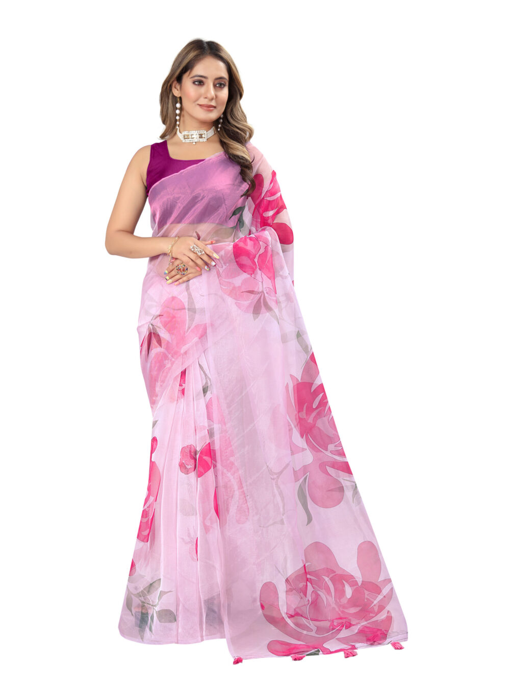 BLUSH BLOOM ORGANZA SAREE