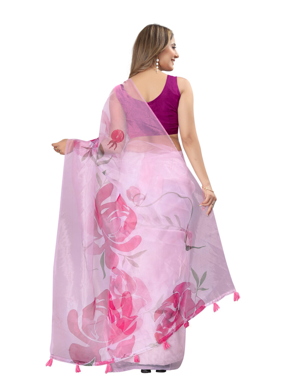 BLUSH BLOOM ORGANZA SAREE - Image 4