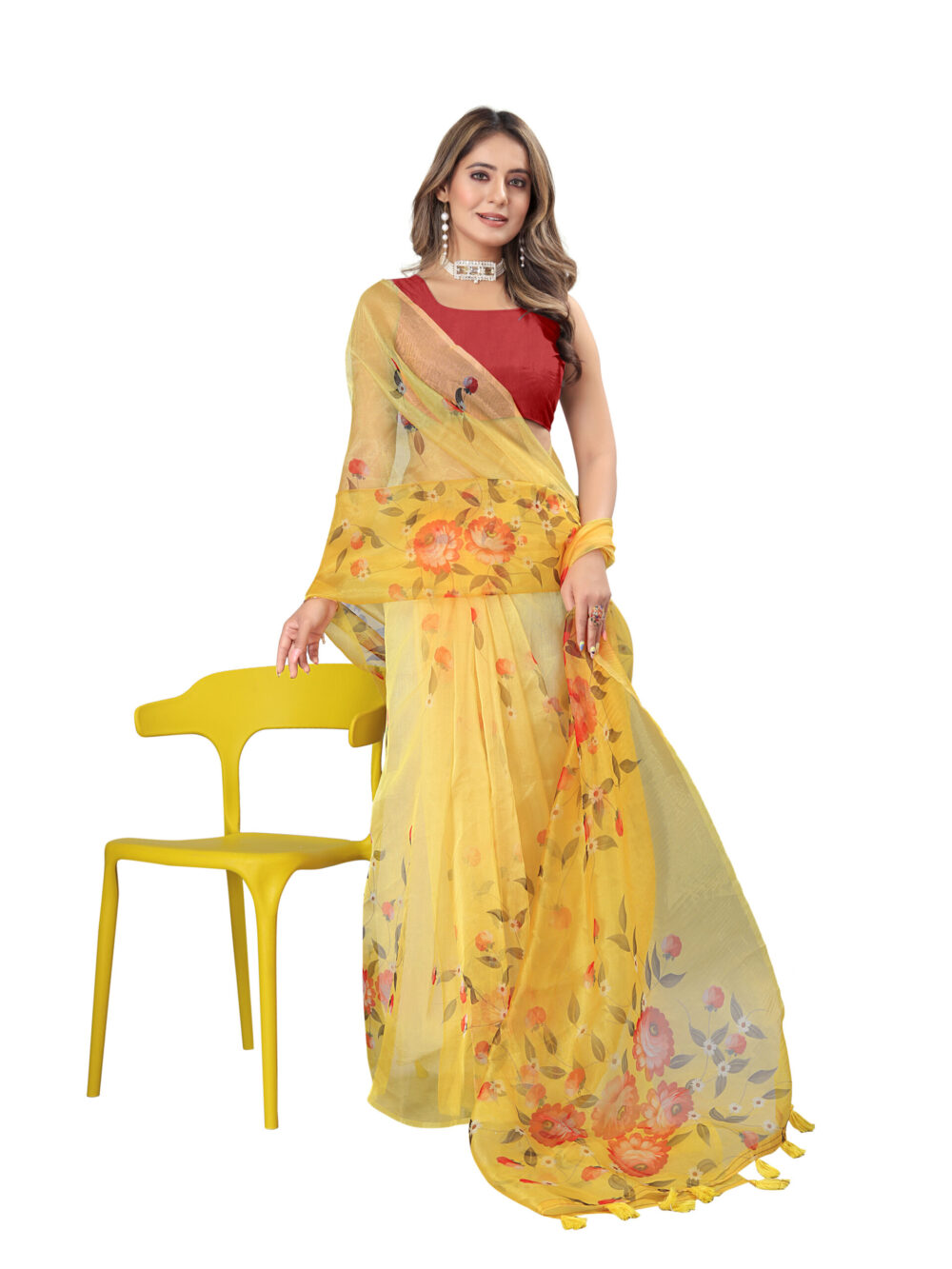 SUNLIT BLOOM ORGANZA SAREE - Image 3