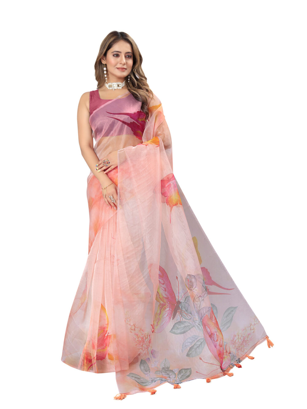 FLORAL MIRAGE ORGANZA SAREE