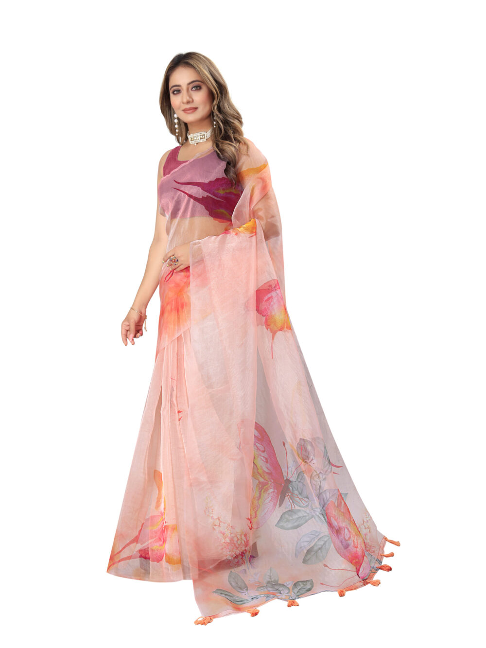FLORAL MIRAGE ORGANZA SAREE - Image 2