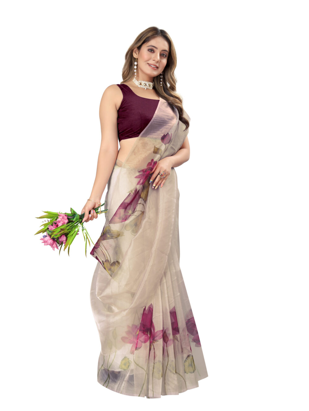 LOTUS SERENADE ORGANZA SAREE - Image 3