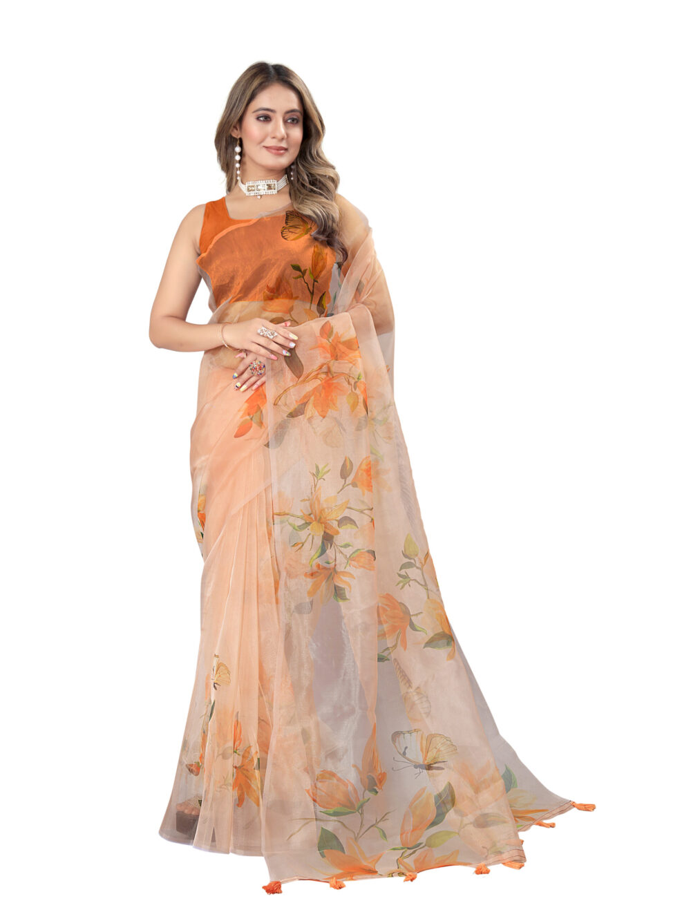 SUNSET BLOOM ORGANZA SAREE
