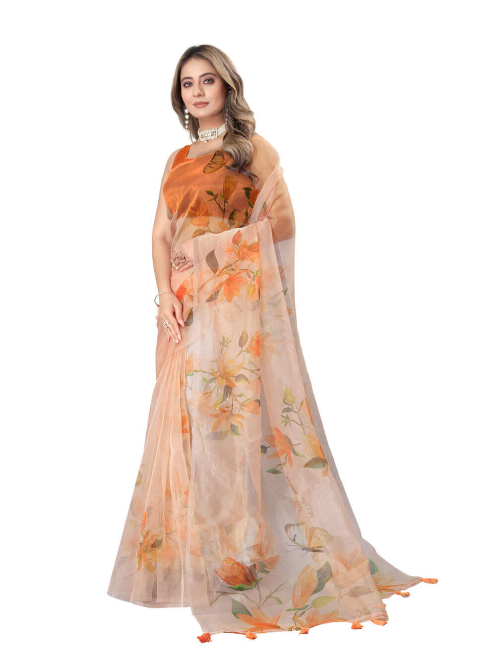 SUNSET BLOOM ORGANZA SAREE - Image 2