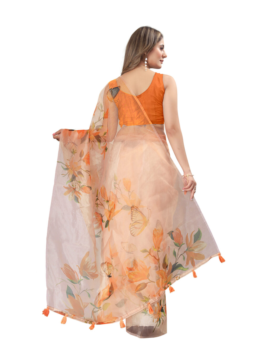 SUNSET BLOOM ORGANZA SAREE - Image 4