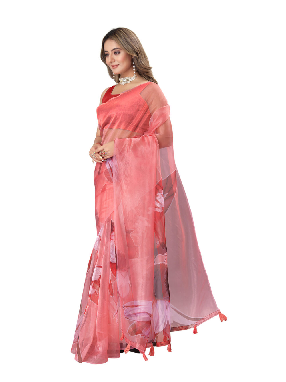 FLORAL DRIFT ORGANZA SAREE - Image 2