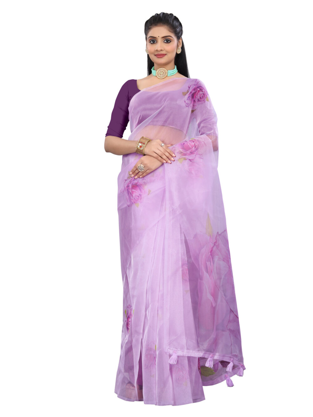 LAVENDER BLOOM ORGANZA SAREE