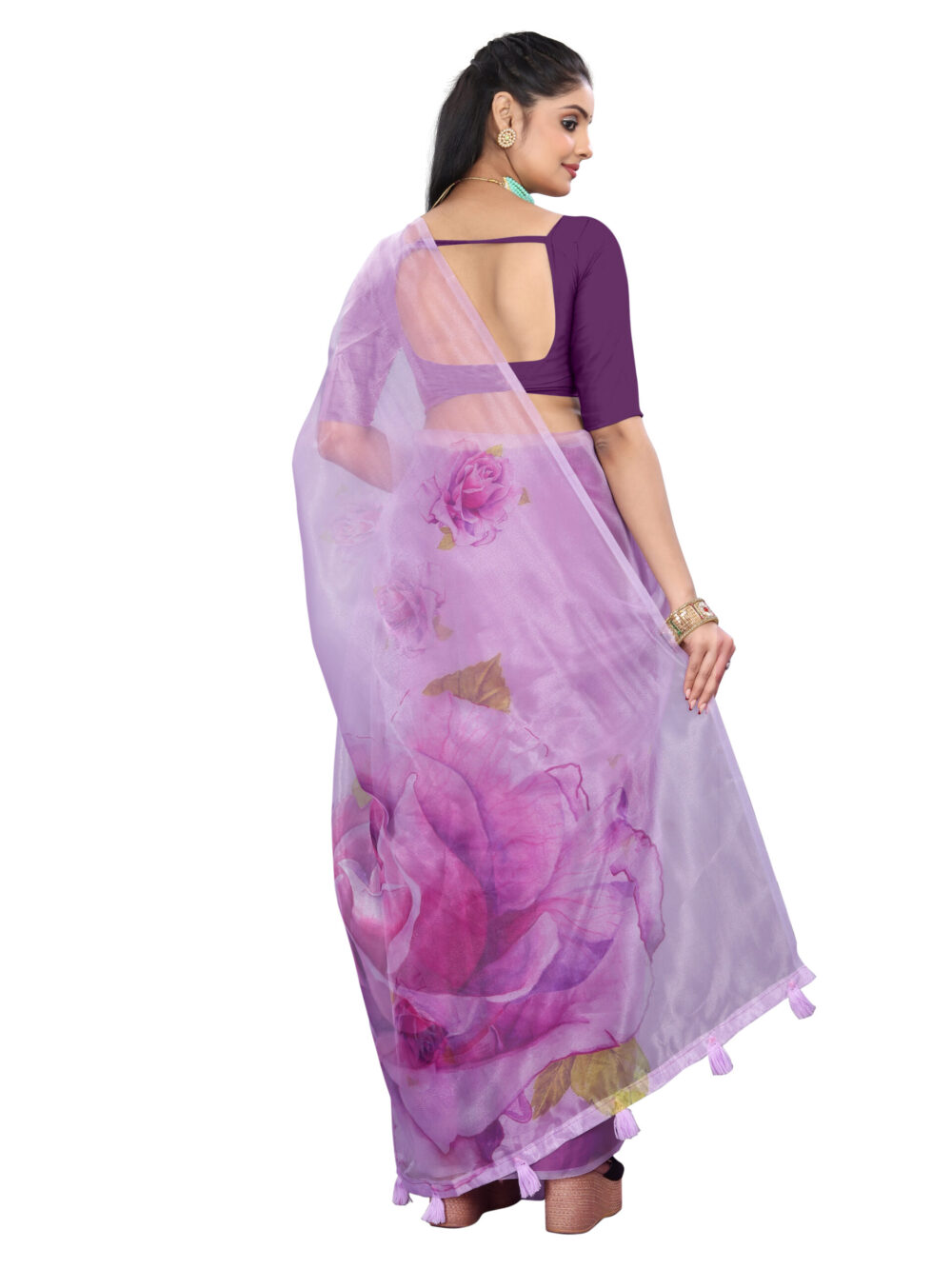 LAVENDER BLOOM ORGANZA SAREE - Image 4