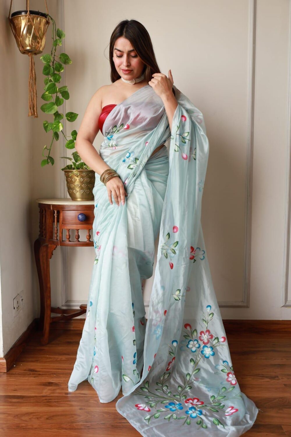 SPRING WHISPER HAND PAINTED ORGANZA SAREE