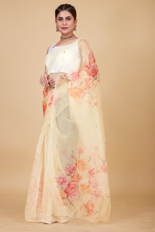 BLUSH PETALS ORGANZA SAREE - Image 2