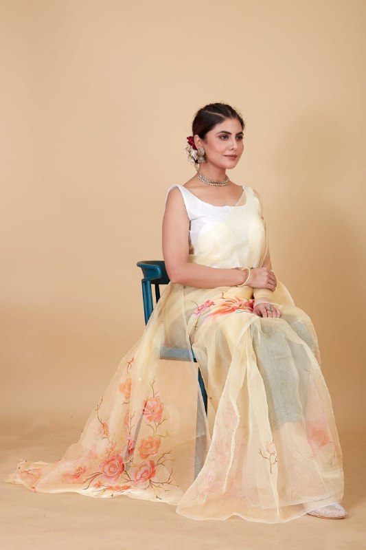 BLUSH PETALS ORGANZA SAREE - Image 3