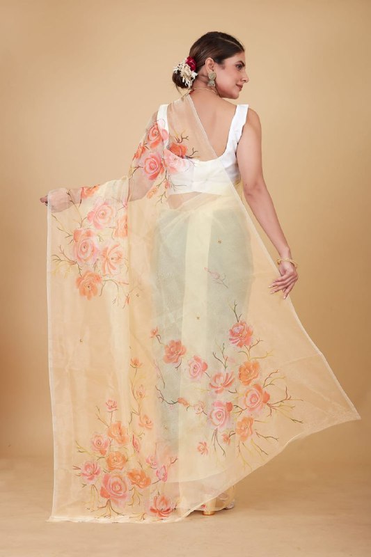 BLUSH PETALS ORGANZA SAREE - Image 4