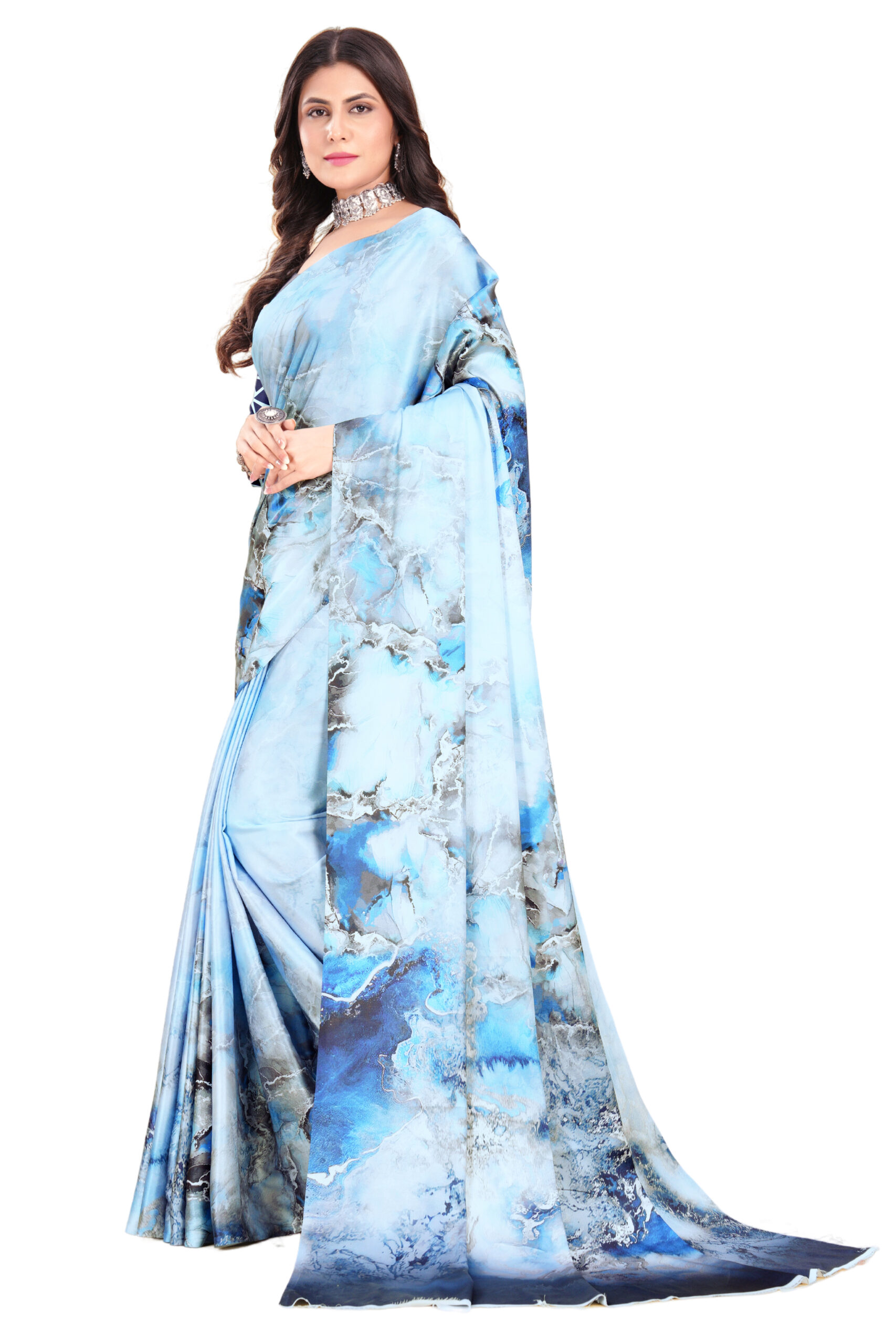 ABSTRACT MARBLE JAPANESE CRAPE SAREE - Image 2