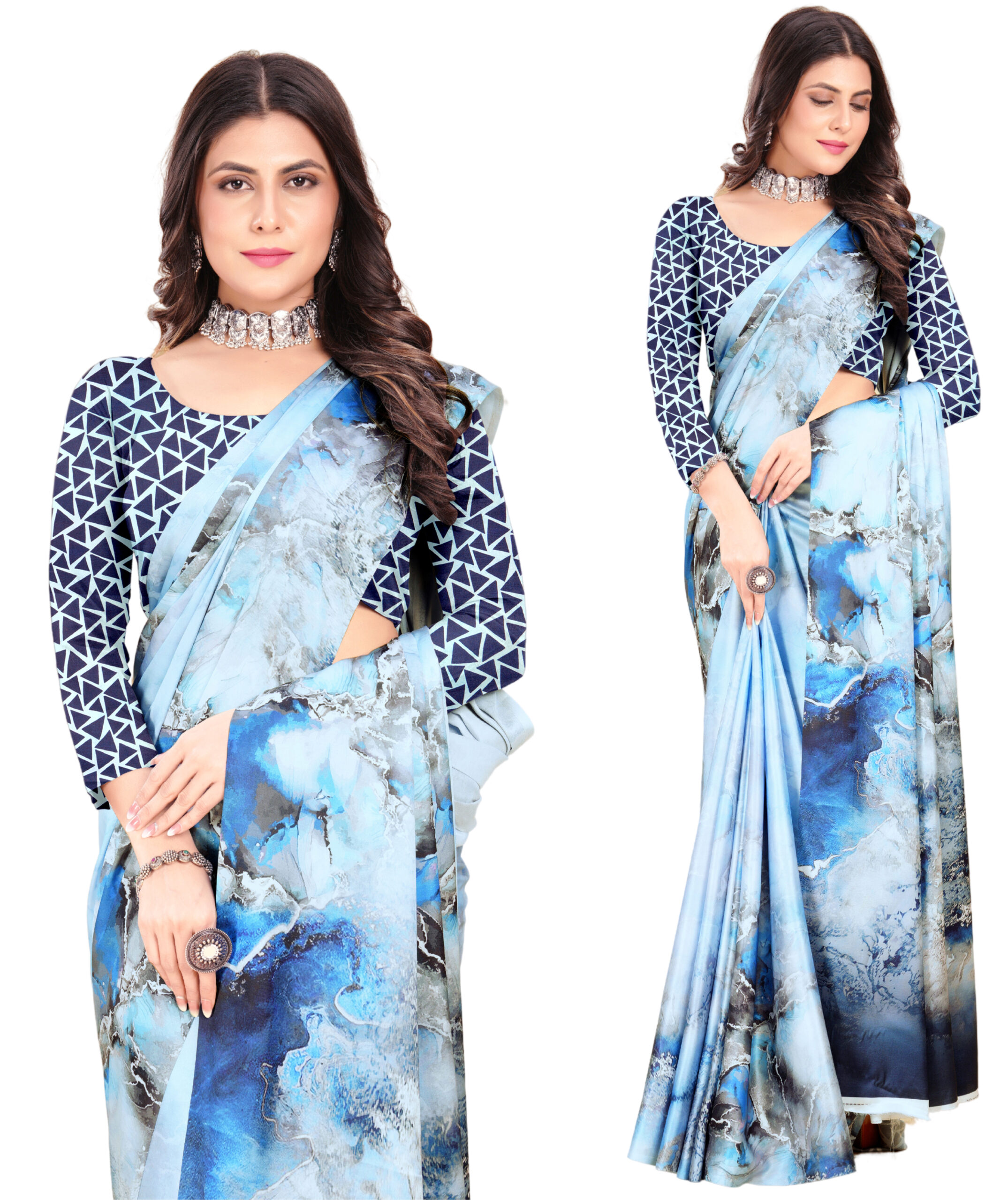 ABSTRACT MARBLE JAPANESE CRAPE SAREE - Image 5