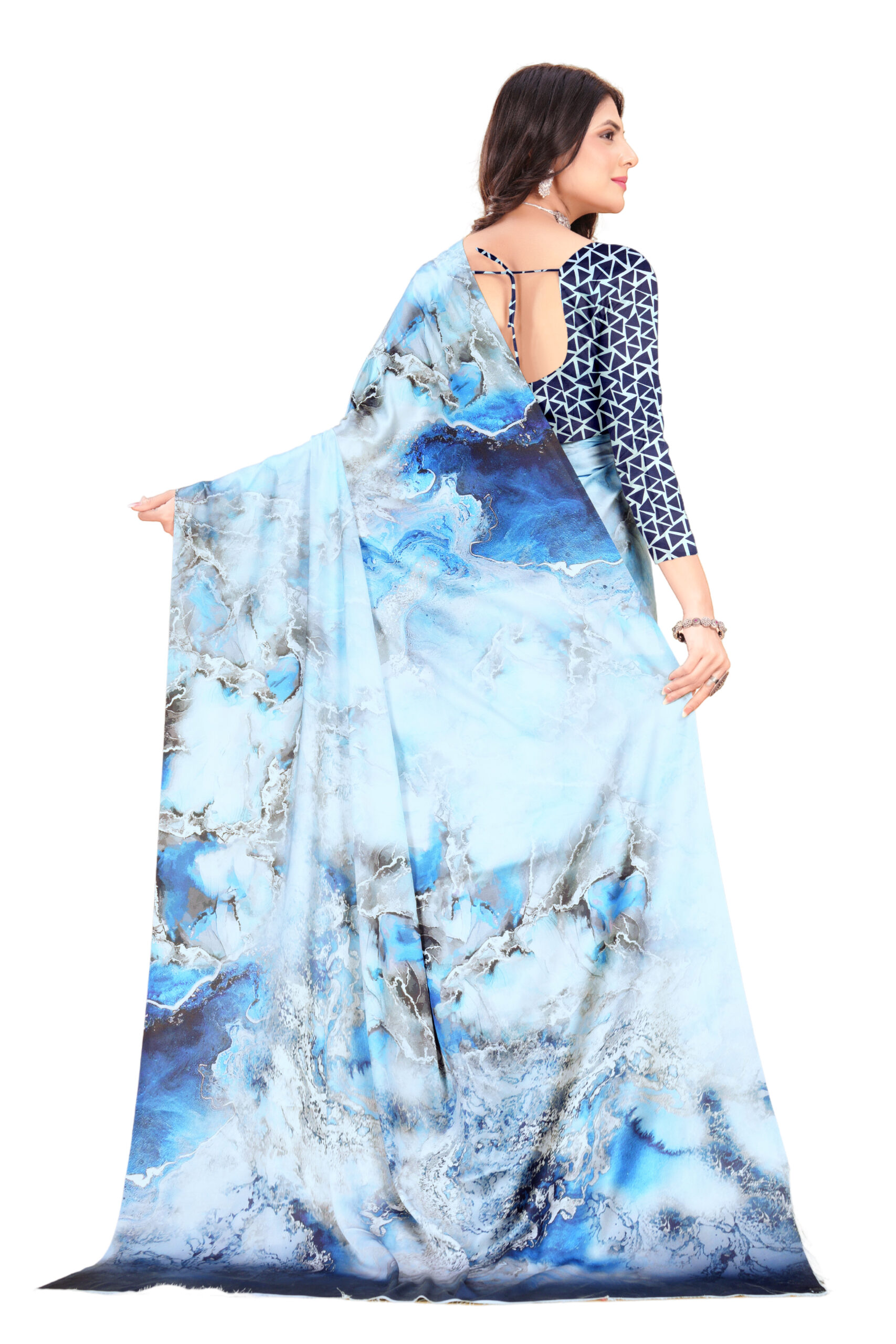 ABSTRACT MARBLE JAPANESE CRAPE SAREE - Image 6